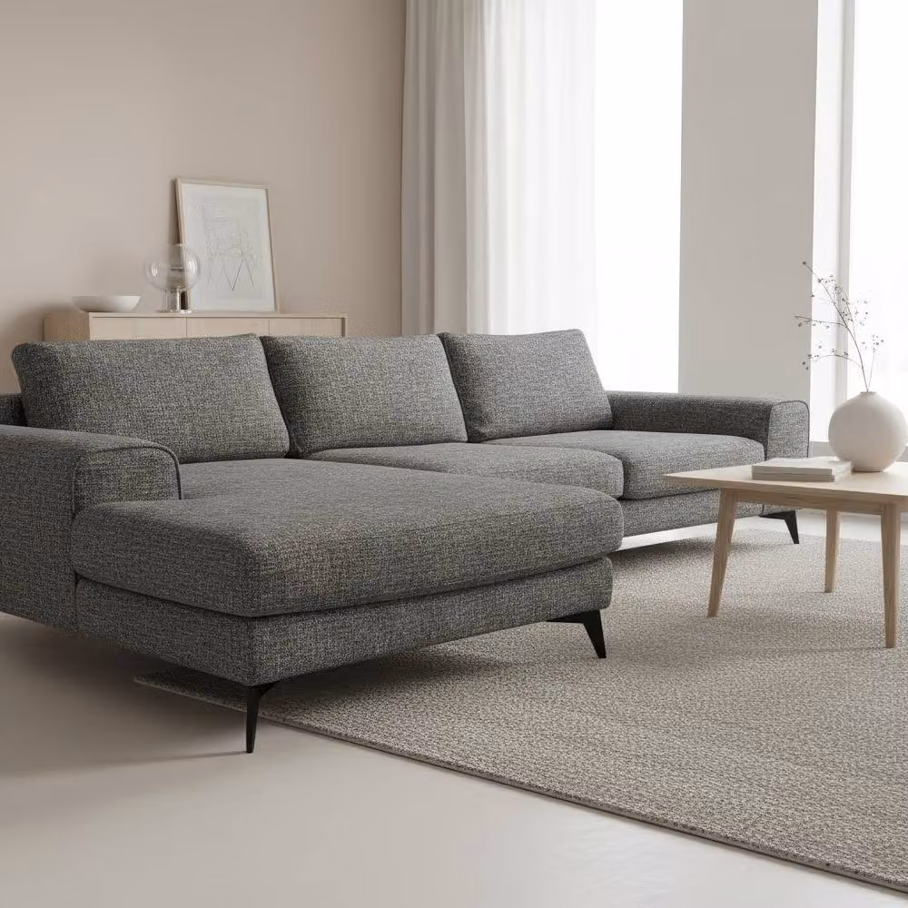 Abakus Direct Venice Chenille L-Shaped Corner Sofa in Grey, Left Facing – 3