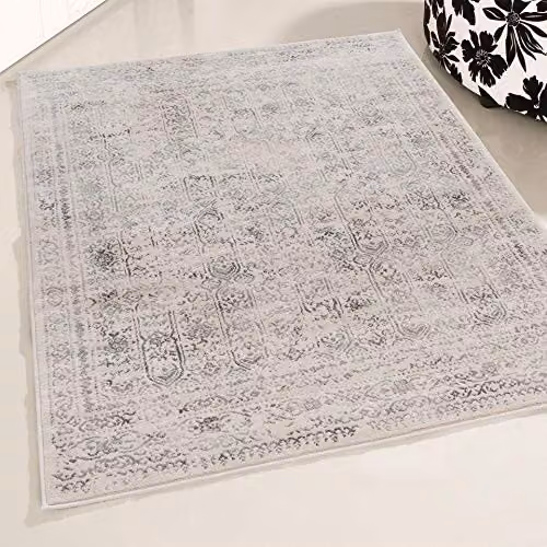 Mynes Home UK Classic Oriental Living Room Rug in Beige and White, W/D: 120 x 170 cm