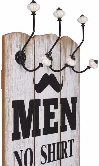Berkfield Home Wall-mounted Coat Rack with 6 Hooks, White, W: 120 cm, D: 40 cm