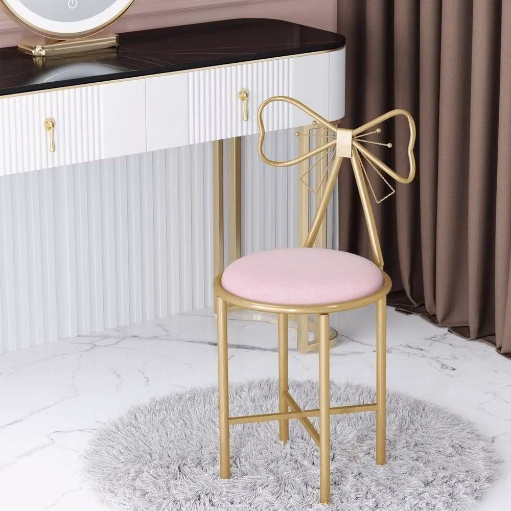 Kelvenix Pink Velvet Armless Vanity Chair with Metal Frame – 2