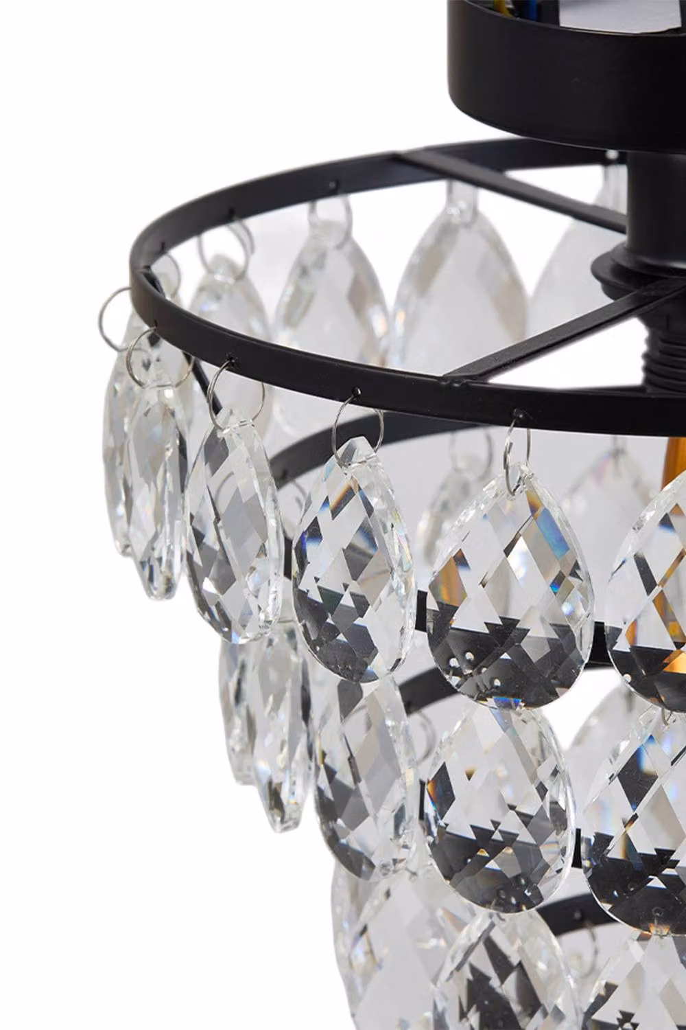 Living and Home Silver Teardrop Crystal Suspended Ceiling Light in Black and Silver – 5