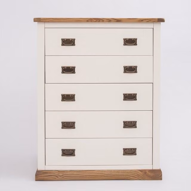 Cabinet Bits Tropea 5 Drawer Chest of Drawers in Off-White with Gold Handles