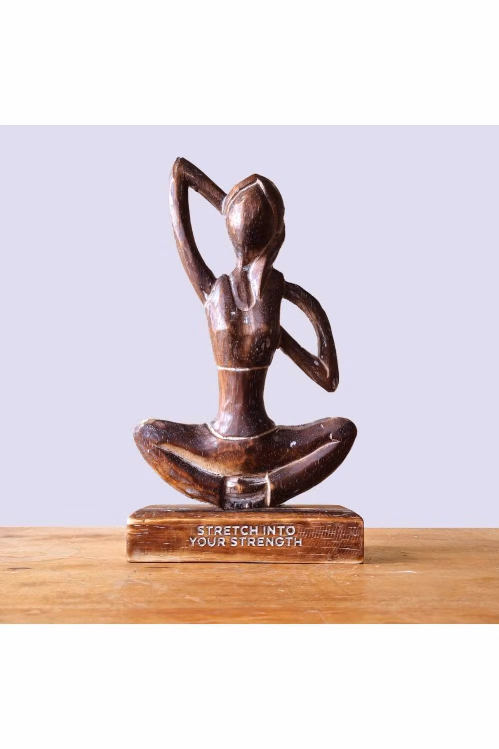 KDMD Wooden Yoga Lady Cow Face Pose Tabletop Decor in Brown Antique Finish – 2