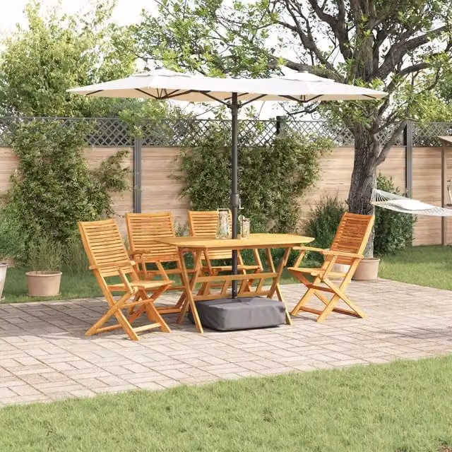 Berkfield Home 5-Piece Rustic Acacia Wood Garden Dining Set in Brown