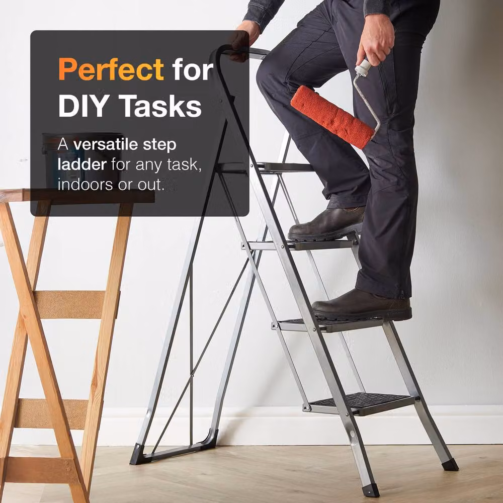 MasterWorx 4 Step Ladder in Grey, Height: 126.5 cm – 2