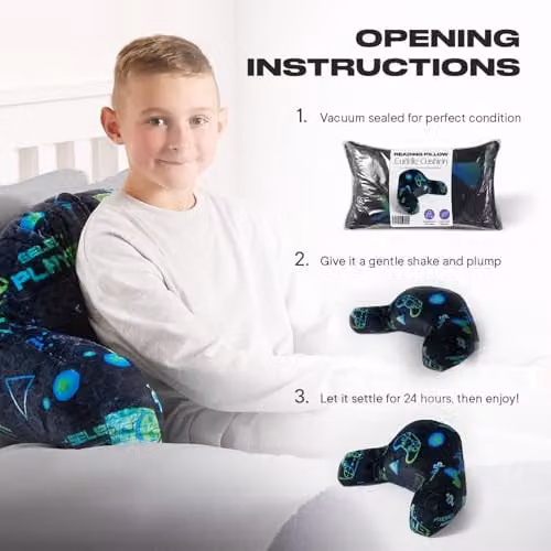 OHS Soft Teddy Fleece Gaming Cuddle Cushion with Arms for Teenagers in Black or Green, W/D/H: 45 x 45 x 30 cm – 2