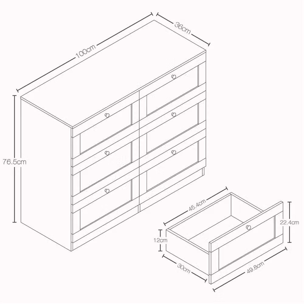 Kelvenix White 6 Drawer Chest Matt Finish Freestanding Storage Unit – 2