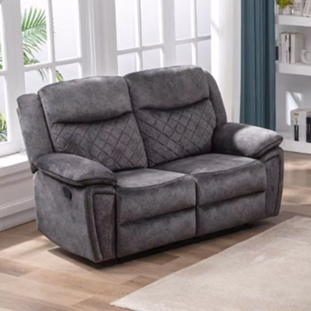 Furnishings For Less UK Brianna Grey Fabric 2 Seater Manual Recliner Sofa W/D/H: 152 x 95 x 104 cm