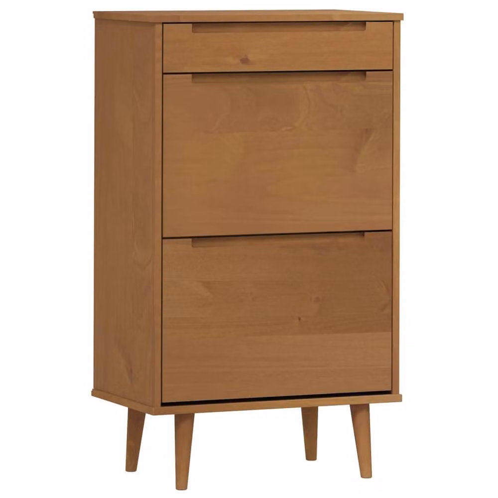 Berkfield Home MOLDE Shoe Cabinet, Brown Solid Pine Wood, W/D/H: 59.5 x 35 x 103 cm – 2