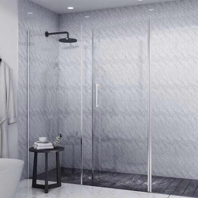 Livingandhome 5-Piece Grey Stone Stripe PVC Waterproof Bathroom Wall Panel Cladding