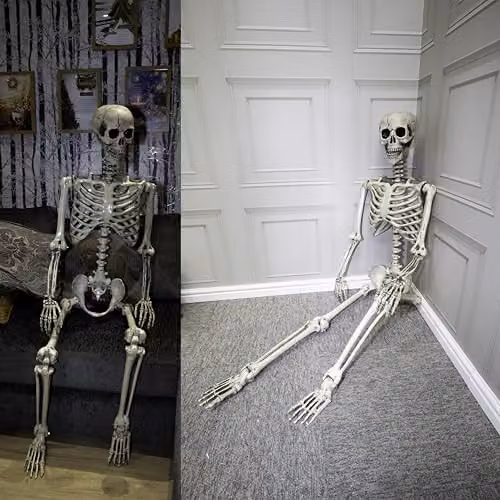 Shatchi Life Size Poseable Human Skeleton Halloween Decoration, White, Height: 165 cm – 6