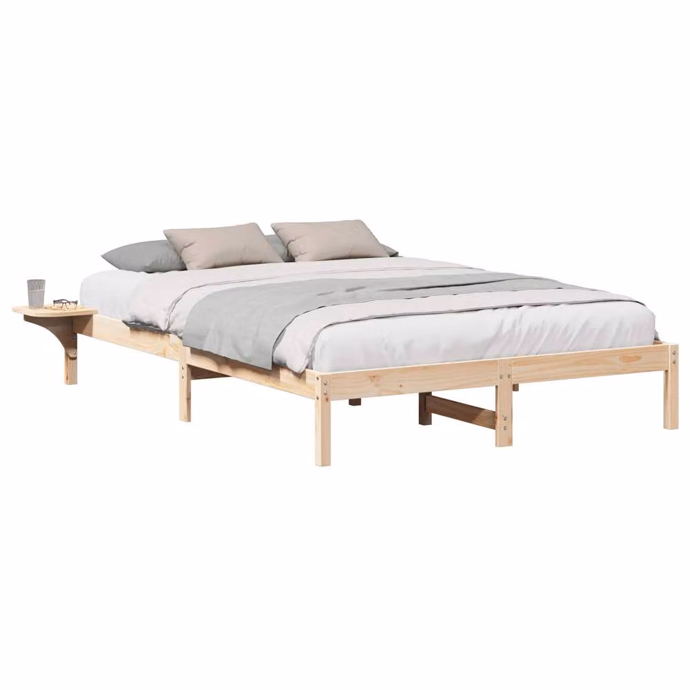 Berkfield Home Modern Solid Pine Wood Bed Frame, Brown, W: 140 cm, D: 200 cm – 2