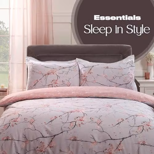 Dreamscene Spring Blossoms Reversible Pink Floral Duvet Cover and Pillowcase Set, W/D/H: 180 x 200 cm – 3