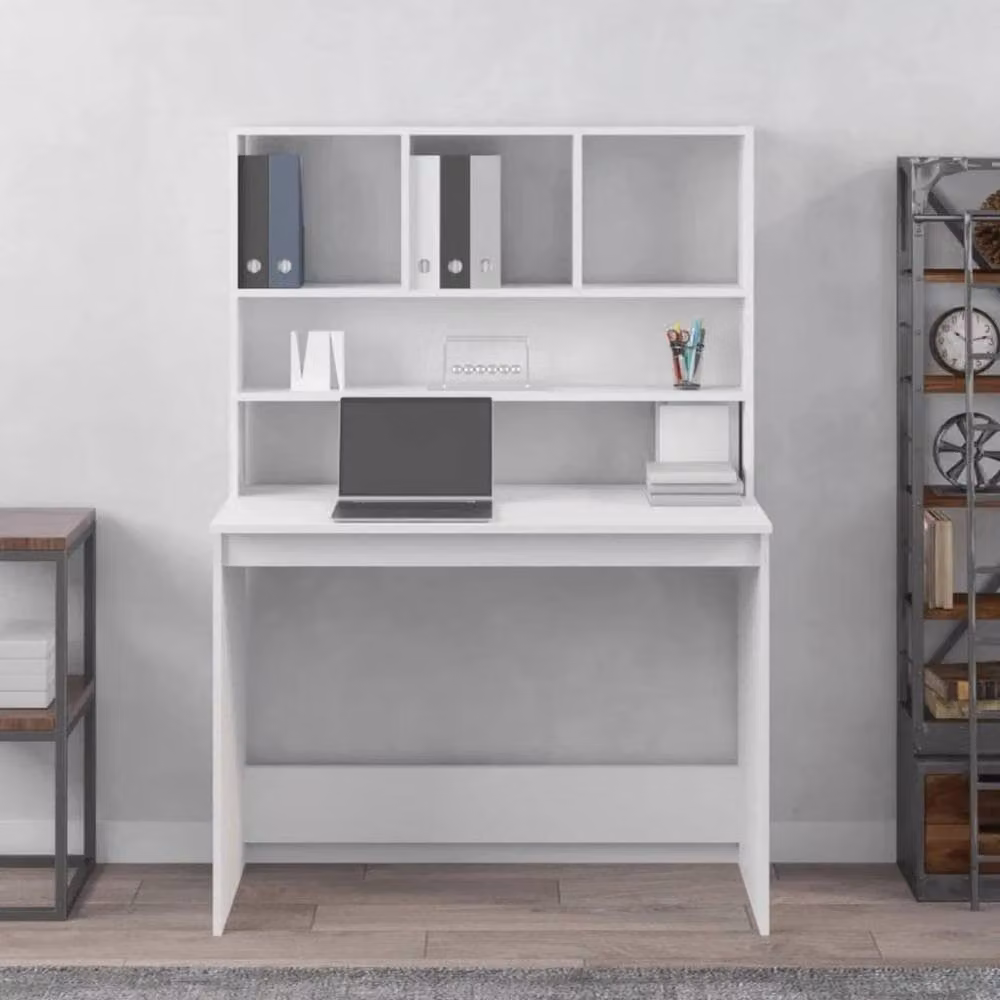 Kelvenix Desk with Shelves in White, W/D/H: 102 x 45 x 148 cm – 2