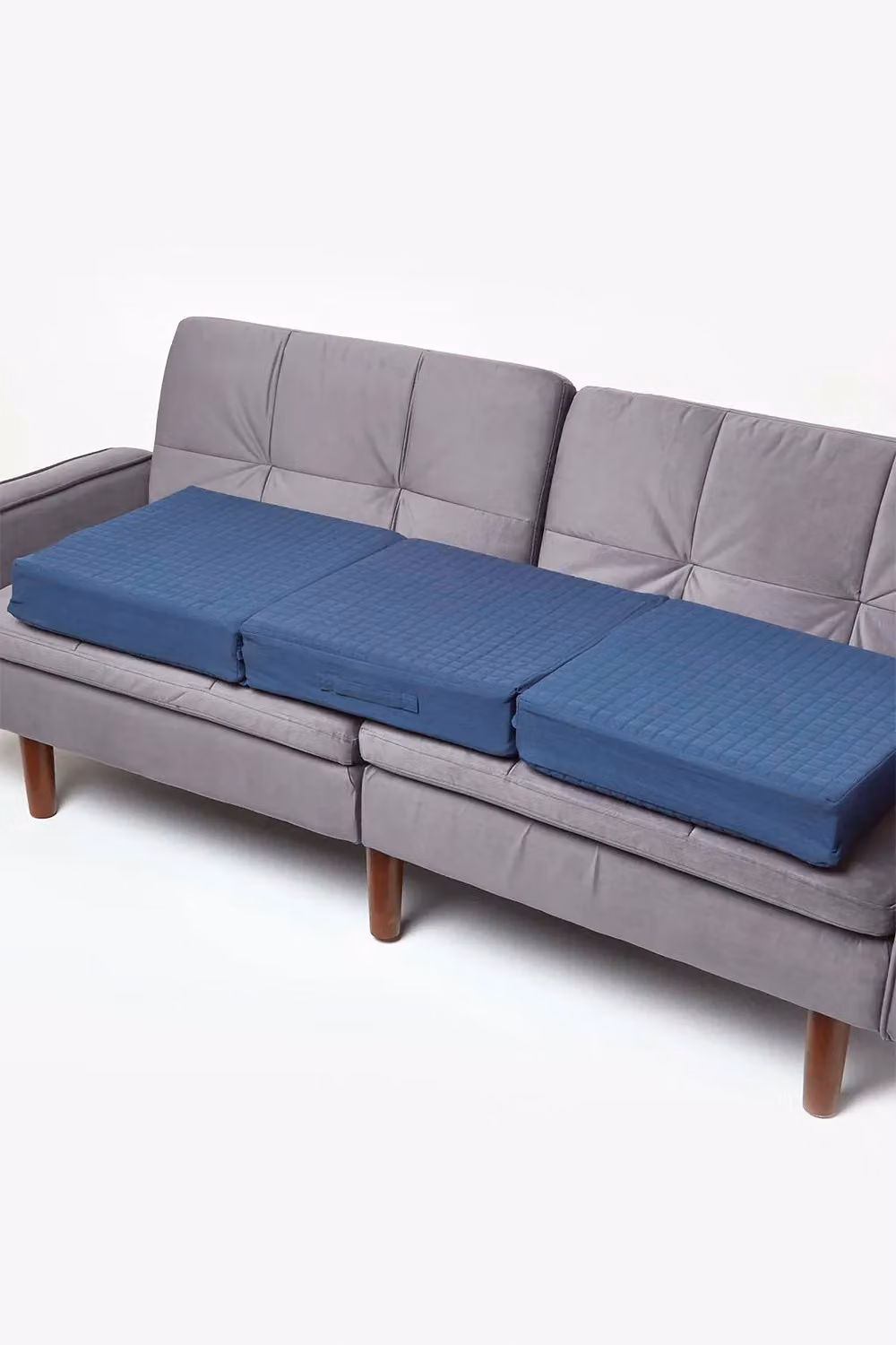 Homescapes Quilted Cotton 3 Seater Orthopaedic Booster Cushion Cover in Navy Blue – 2