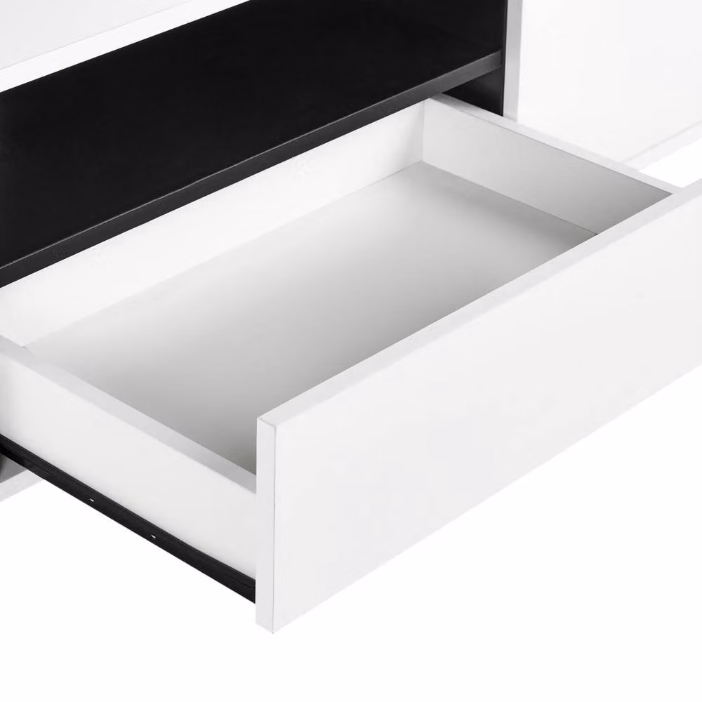 Wyld and Coco White Industrial TV Stand with Metal Legs, Fits up to 75 inch TVs – 3