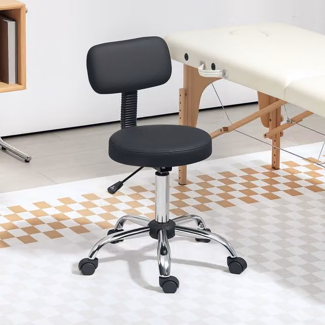 HOMCOM Height Adjustable Rolling Active Stool with Backrest and 360 Degree Swivel, Black