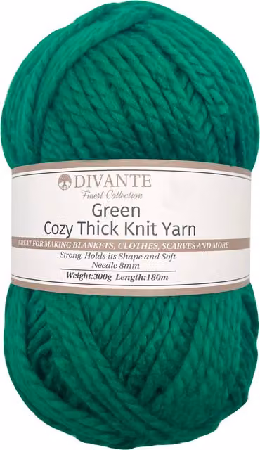 Divante Cosy Thick Knit Yarn in Green for Adults