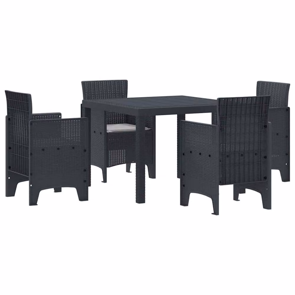 Berkfield Home Modern 5 Piece Anthracite Poly Rattan Garden Dining Set with Cushions – 3