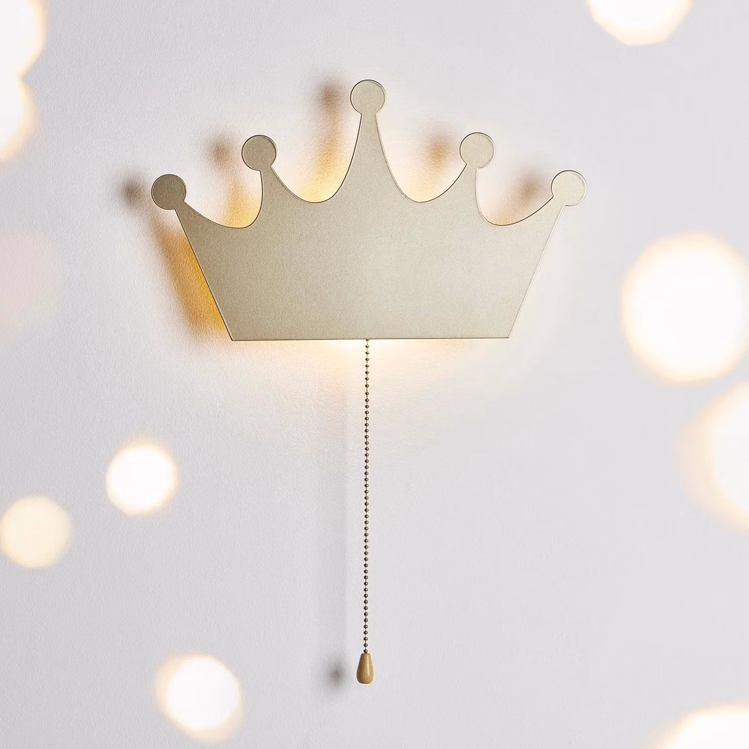 Lights4fun Metal Gold Crown Wall Light with Warm White LED, 32cm