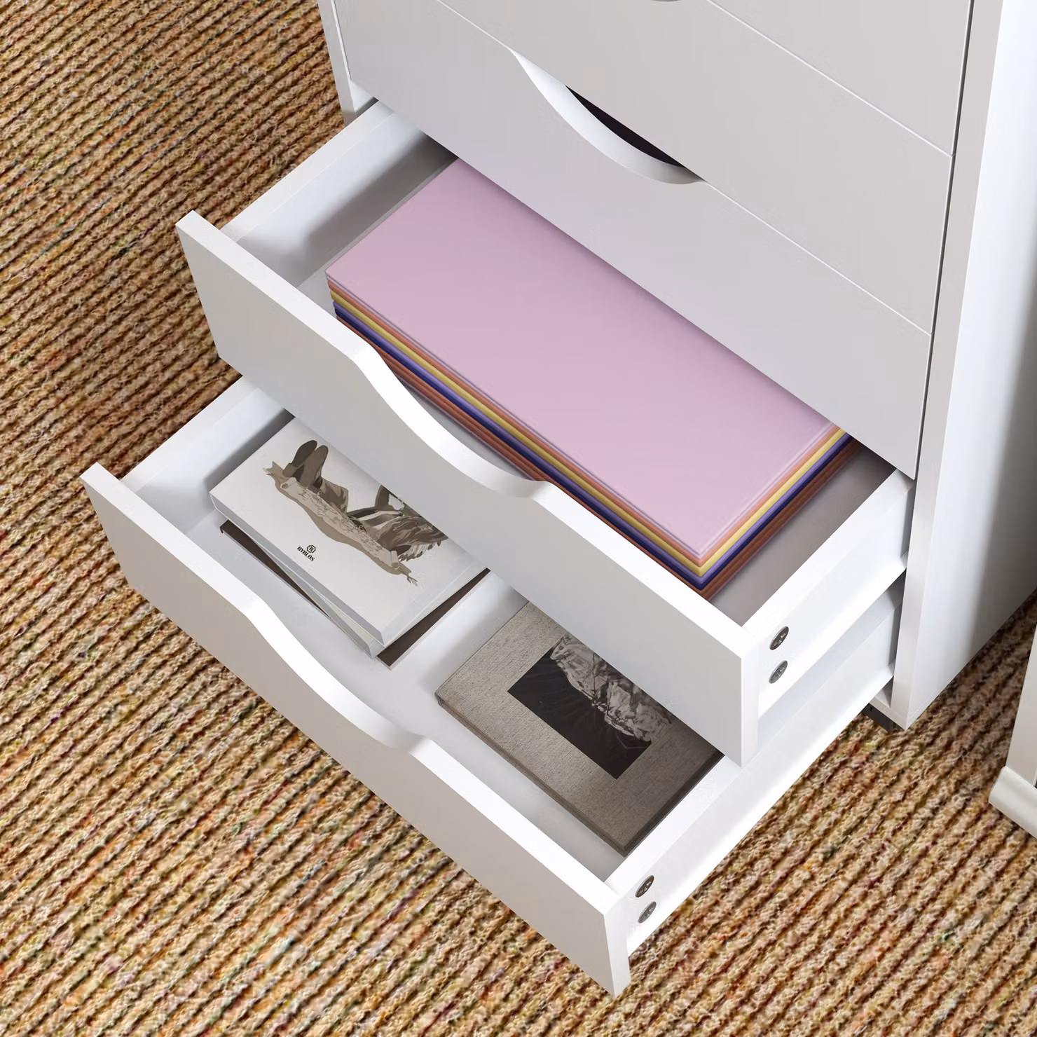 HOMCOM 5 Drawer Mobile Filing Cabinet, Modern White Vertical Office Storage Organizer with Castors – 7