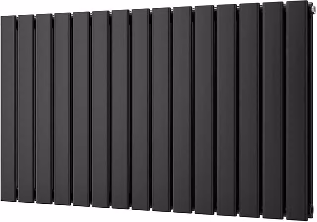 UK Radiators Typhoon Black Flat Tube Horizontal Designer Radiator, W: 102 cm, H: 60 cm