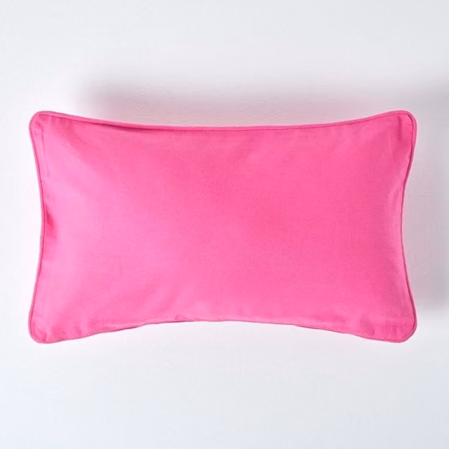 Homescapes Plain Cotton Cushion Cover, Pink, W/H: 50 x 50 cm