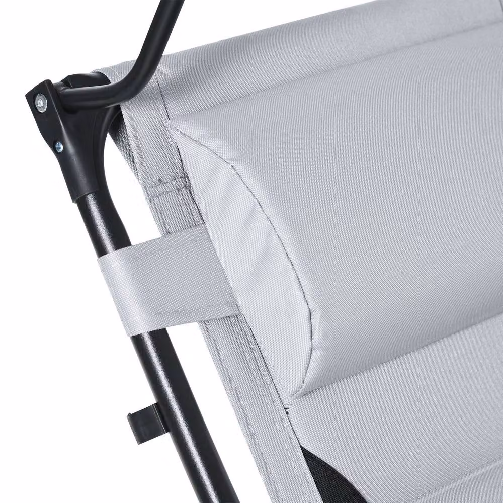 STILVORA Grey Folding Reclining Lounger Chair with Sun Canopy, Adjustable Headrest and Side Tray – 5