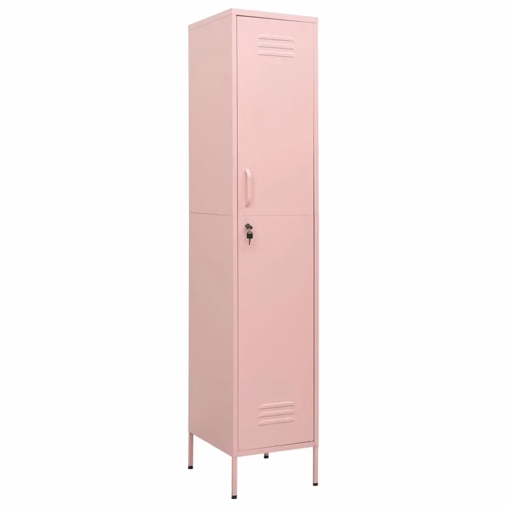 Berkfield Home Pink Metal Freestanding Locker Cabinet with Internal Shelves and Lock, W/D/H: 35 x 46 x 180 cm – 2