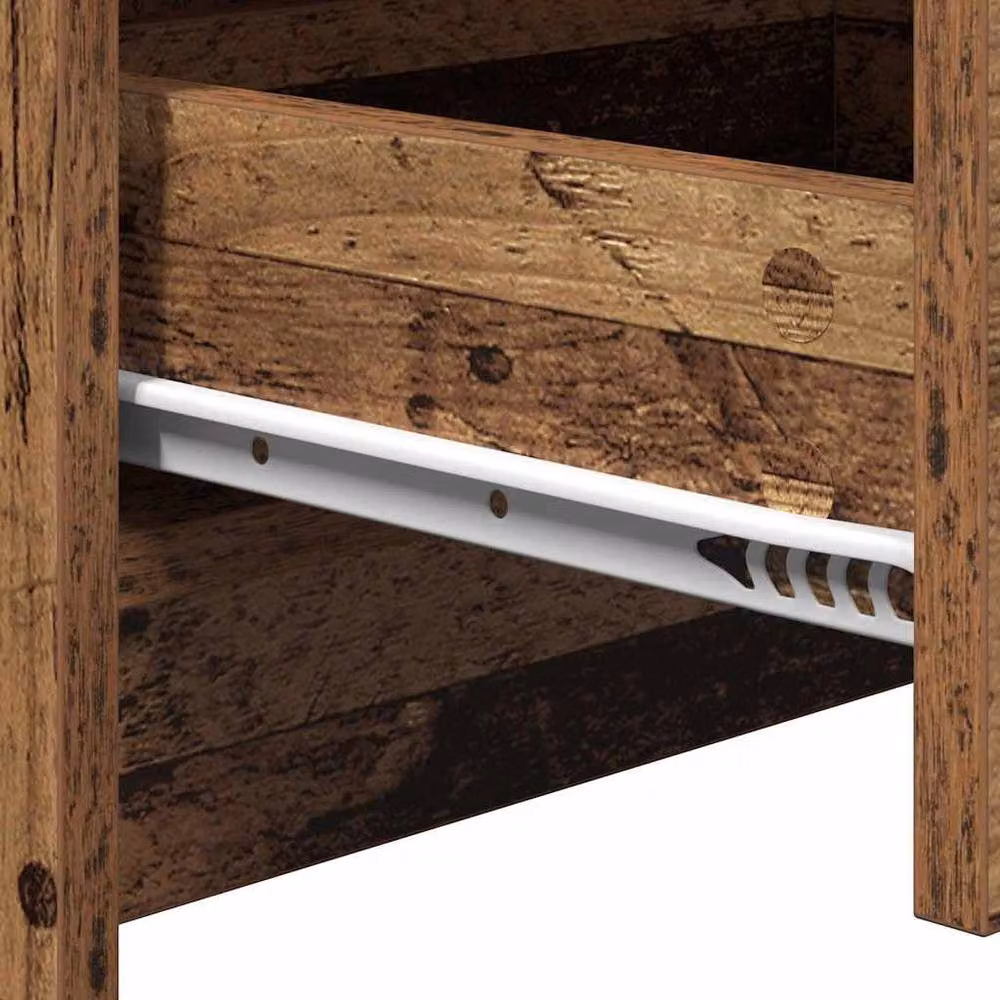 Berkfield Home Rustic Brown Bedside Cabinet with Integrated LED Lighting – 6