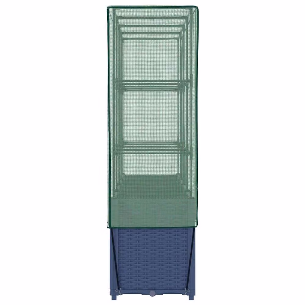 Berkfield Home Raised Bed with Greenhouse Cover in Blue Rattan Look, W/D/H: 160 x 40 x 153 cm – 3