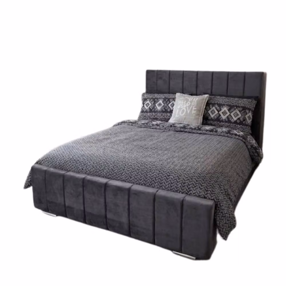 Stratus Interiors Oulton Modern Wingback Paneled Upholstered Bed Frame in Grey, Super King, W/D/H: 200 x 200 x 137.16 cm – 2