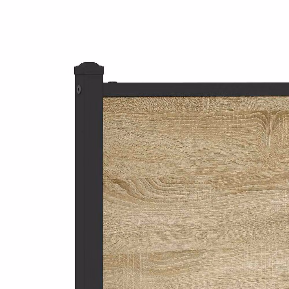 Berkfield Home Industrial Metal and Oak Bed Frame in Light Tan, W/D/H: 160 x 200 cm – 4