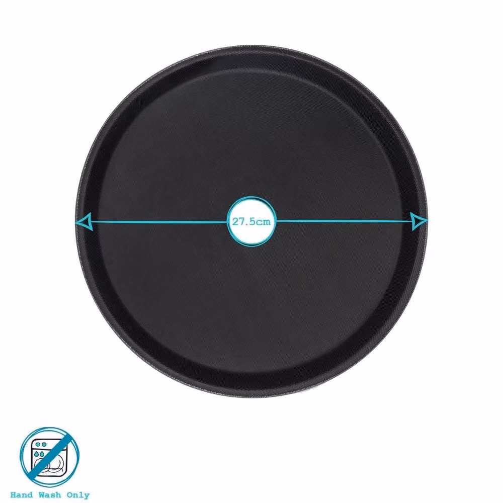Argon Tableware Black Round Non-Slip Serving Tray, Diameter: 27.5 cm – 2