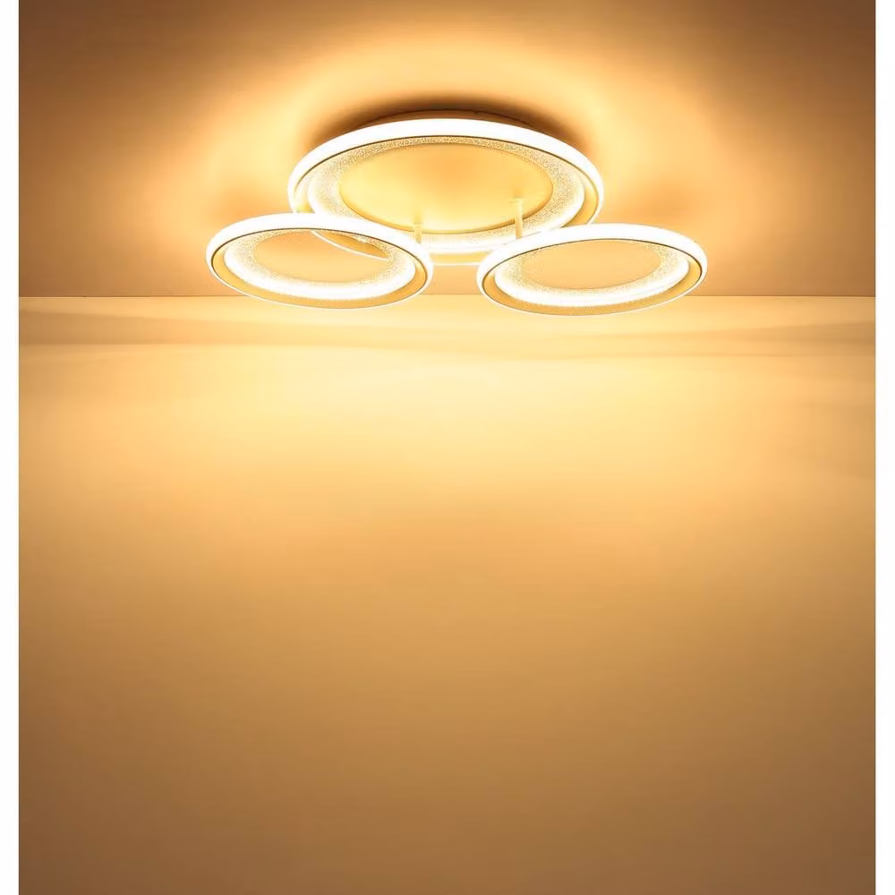 Netlighting Glitra Triple Ring Semi Flush Ceiling Light in Beige with Warm White LED 3000K – 2