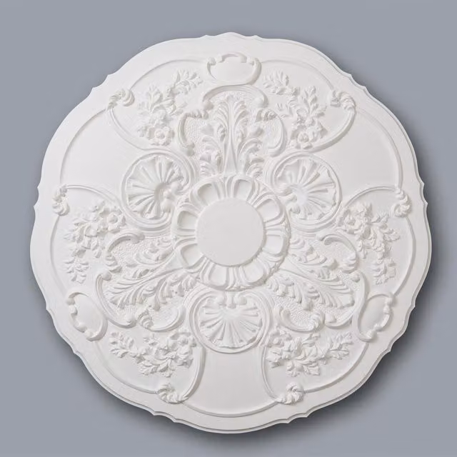 NMC White Decorative Floral Round Ceiling Rose with Adhesive
