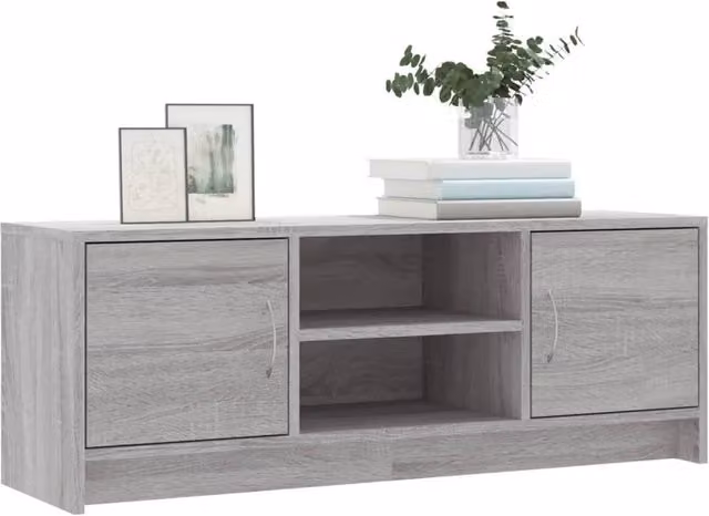 Berkfield Home Modern Grey Sonoma TV Cabinet in Engineered Wood W/D/H: 102 x 30 x 37.5 cm – 1