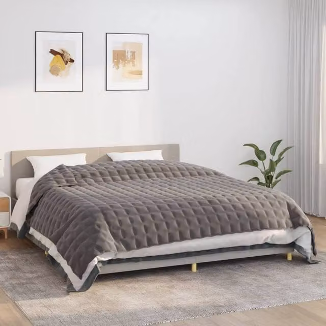 Berkfield Home Grey Weighted Blanket with Breathable Microfibre and Glass Beads, W: 235 cm, D: 290 cm, 13 kg