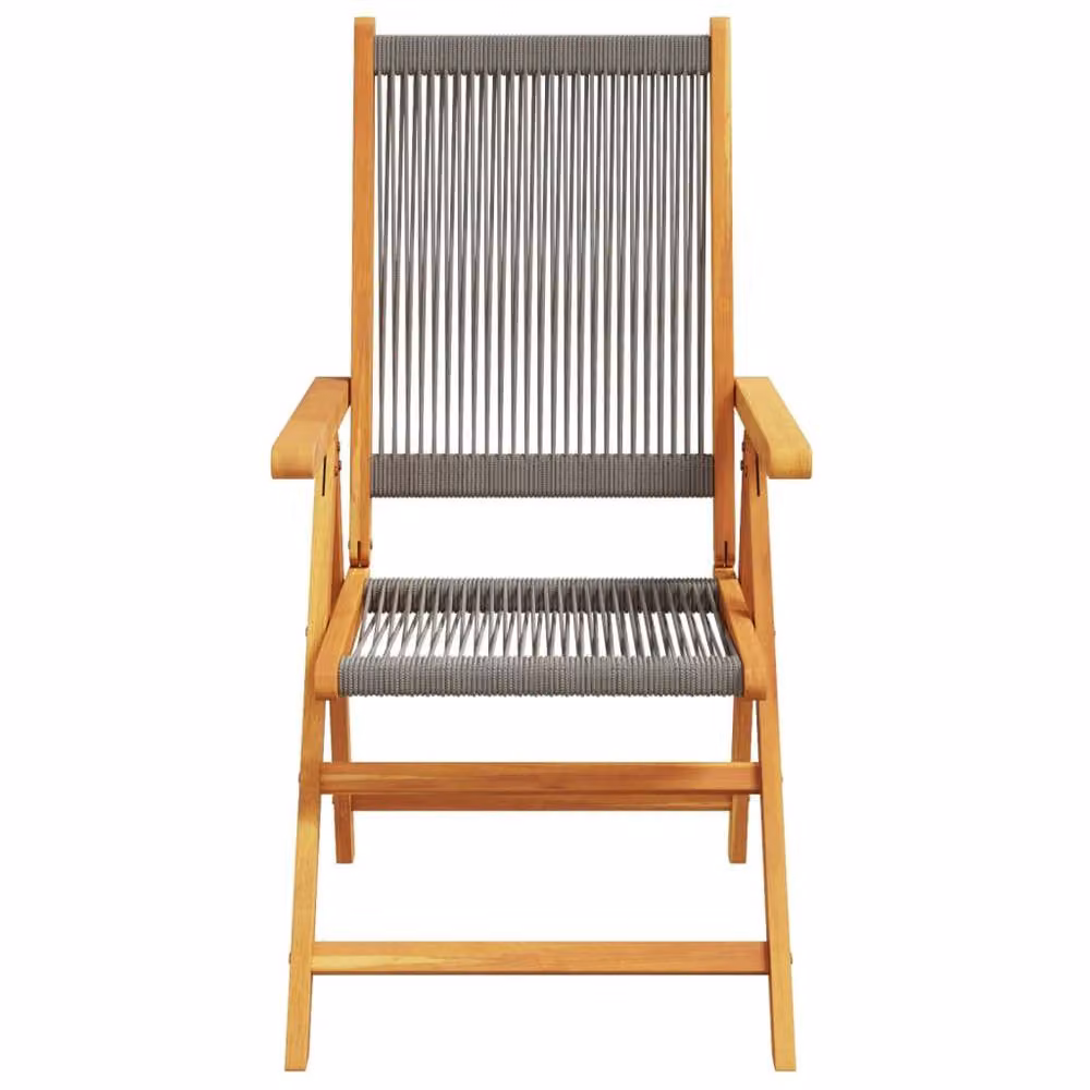 Berkfield Home Set of 4 Reclining Garden Chairs in Grey Acacia Solid Wood – 2
