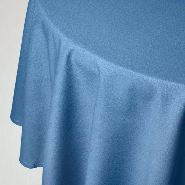 Homescapes Plain Round Cotton Tablecloth in Blue