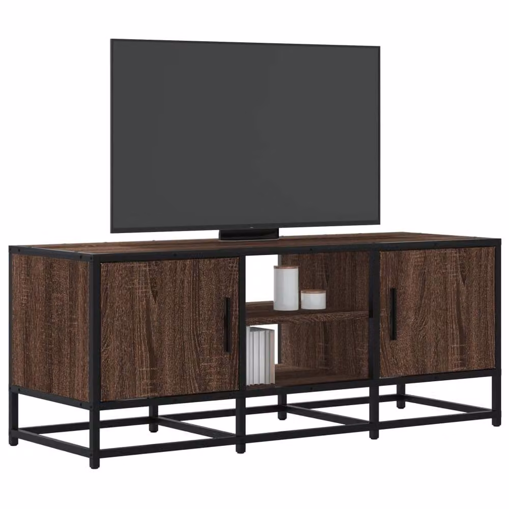 Berkfield Home Industrial TV Cabinet in Brown Oak, W/D/H: 100 x 35 x 41 cm – 2