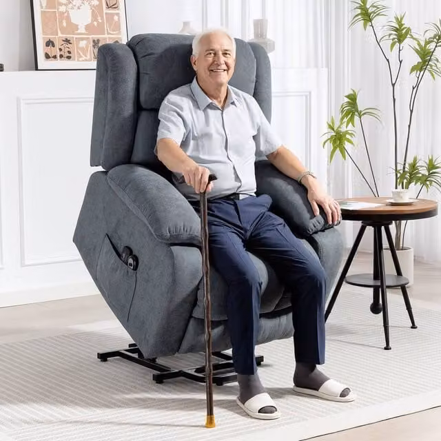 HOMCOM Power Lift Recliner Chair with Massage and Remote Control in Grey – 1