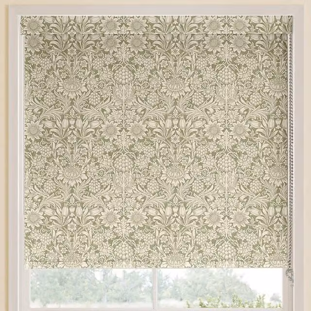 William Morris At Home Sunflower Translucent Made to Measure Roller Blind in Green Floral Design