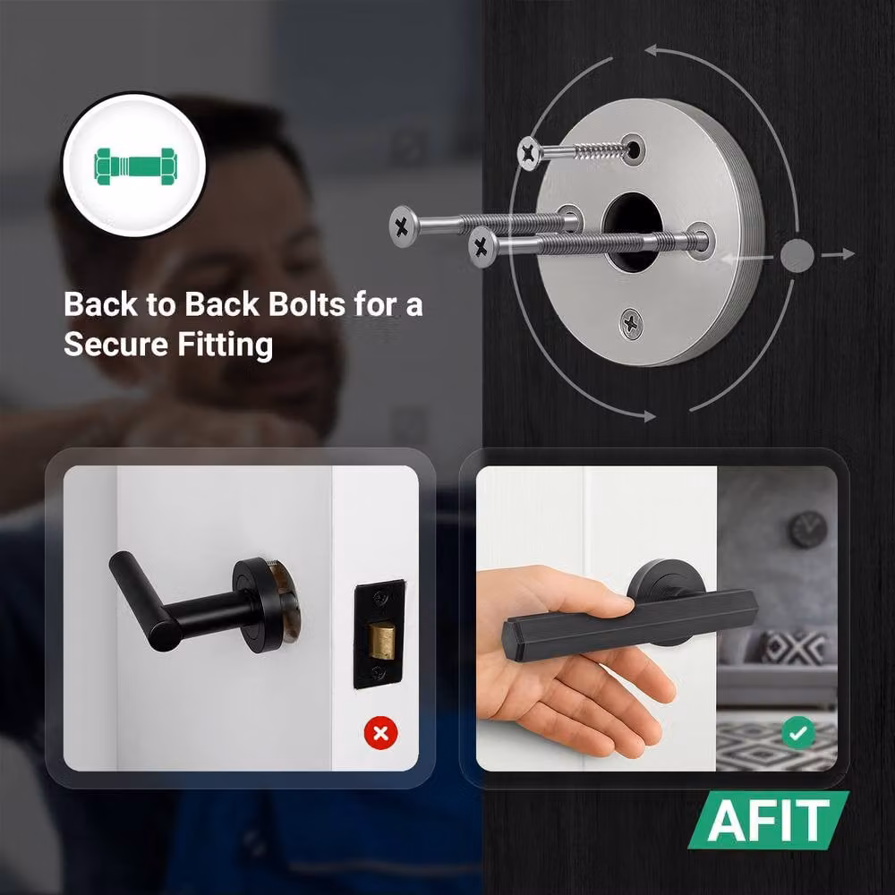 AFIT Matt Black Aluminium Door Handle and Latch Set, 5 Pack, W/D/H: 15 x 15 x 15 cm – 3