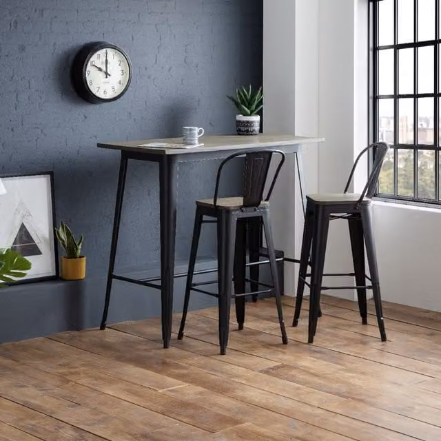 Julian Bowen Grafton Bar Table in Mocha Elm and Black, W: 120 cm, D: 60 cm, H: 105 cm – 1