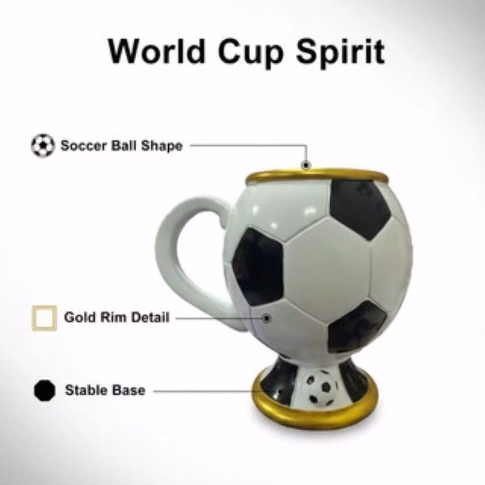 Quipulse 3D Football Mug in White, Stainless Steel and Resin – 2