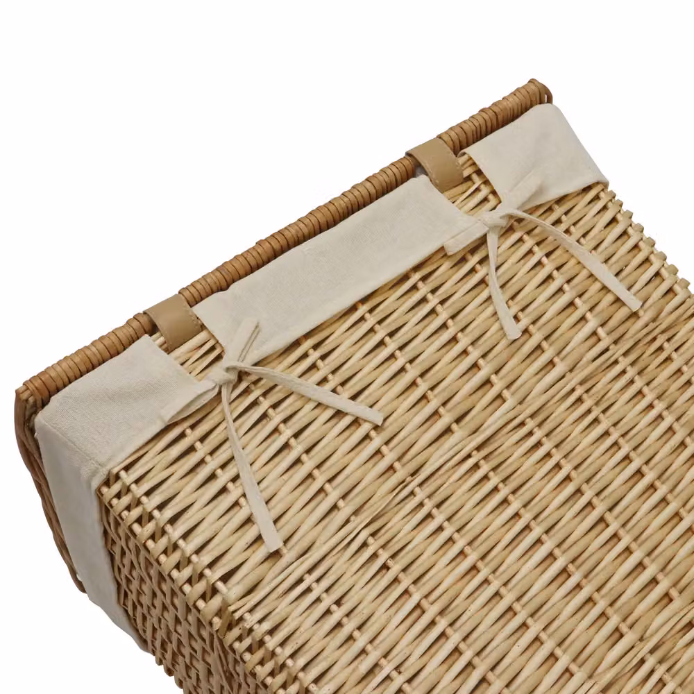 JVL Hand Woven Acacia Rectangular Laundry Willow Basket with Lid and Removable Bag in Gold and Brown – 2