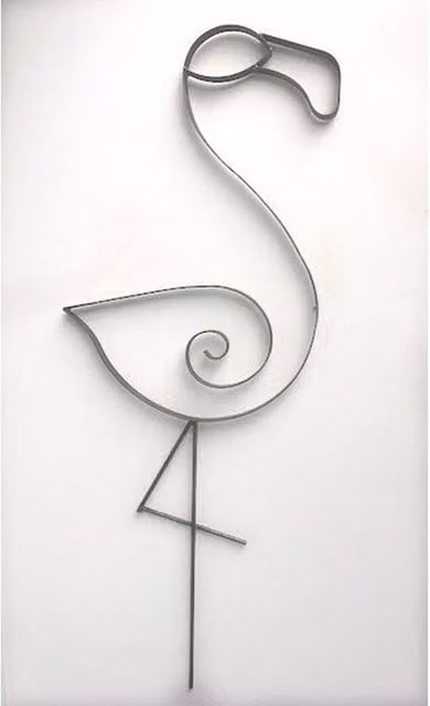 Poppyforge Flamingo Garden Art in Black Steel, W: 45.7 cm, H: 121.9 cm