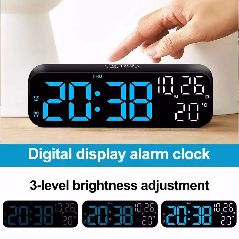 NESTLUNE LED Digital Alarm Clock in Black, W: 100 cm, H: 15 cm, D: 15 cm – 5