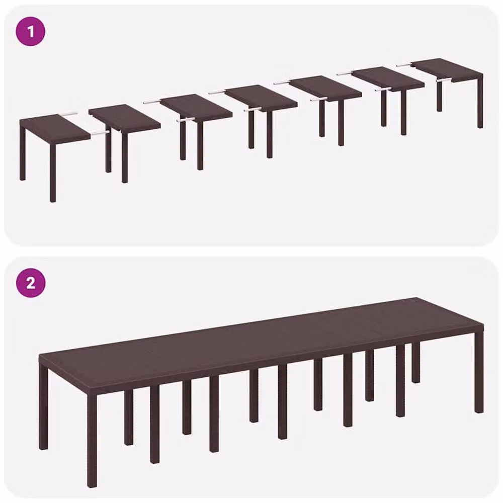 Berkfield Home Brown Poly Rattan Extendable Garden Table, W: 350 cm, D: 100 cm, H: 73 cm – 5